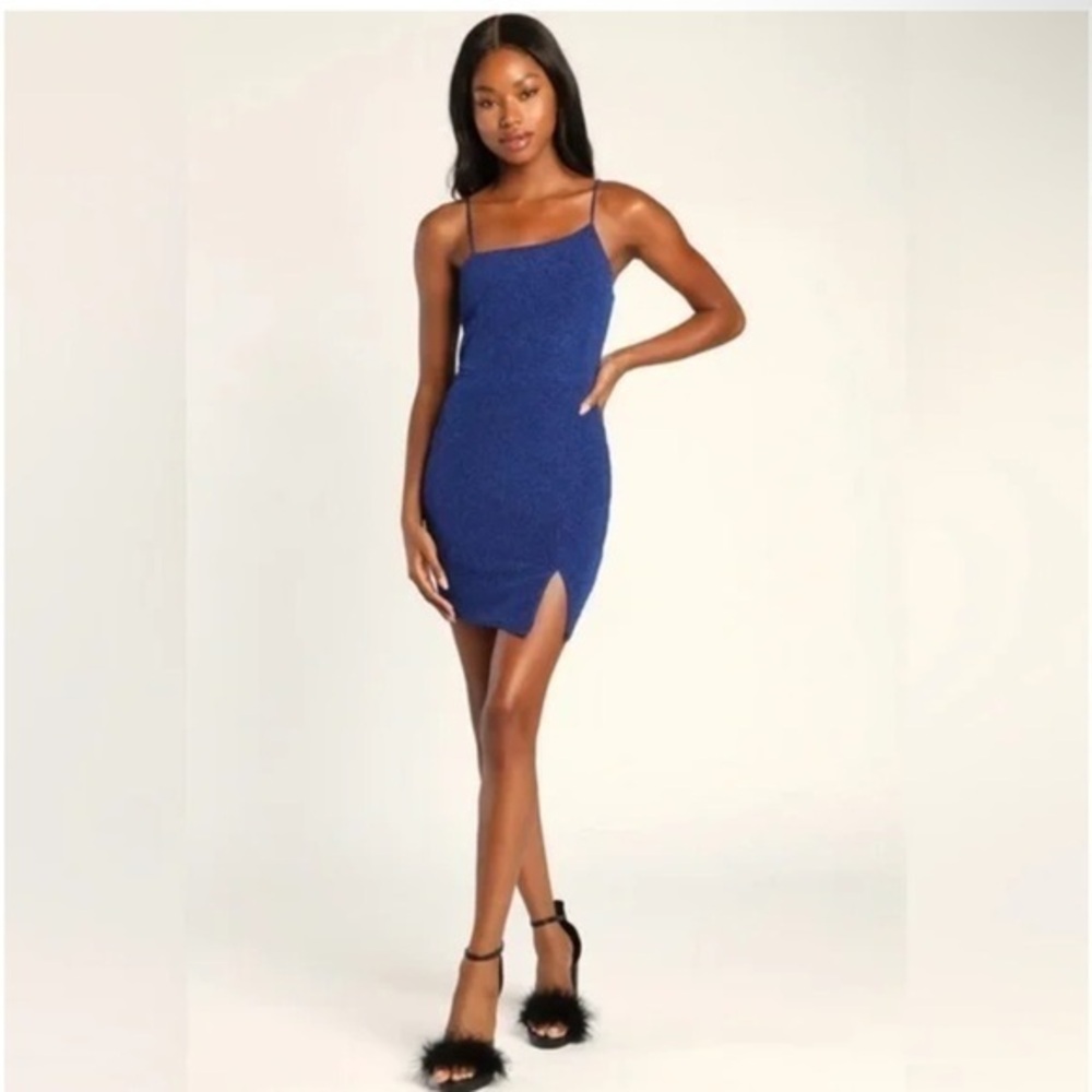 NWT Lulus Take Me Anywhere Blue Sparkle MiniDress